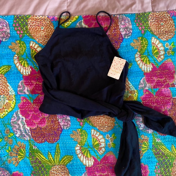 Free People Beach NWT Nikki Black Wrap Around Spaghetti Strap Tank - Picture 4 of 8